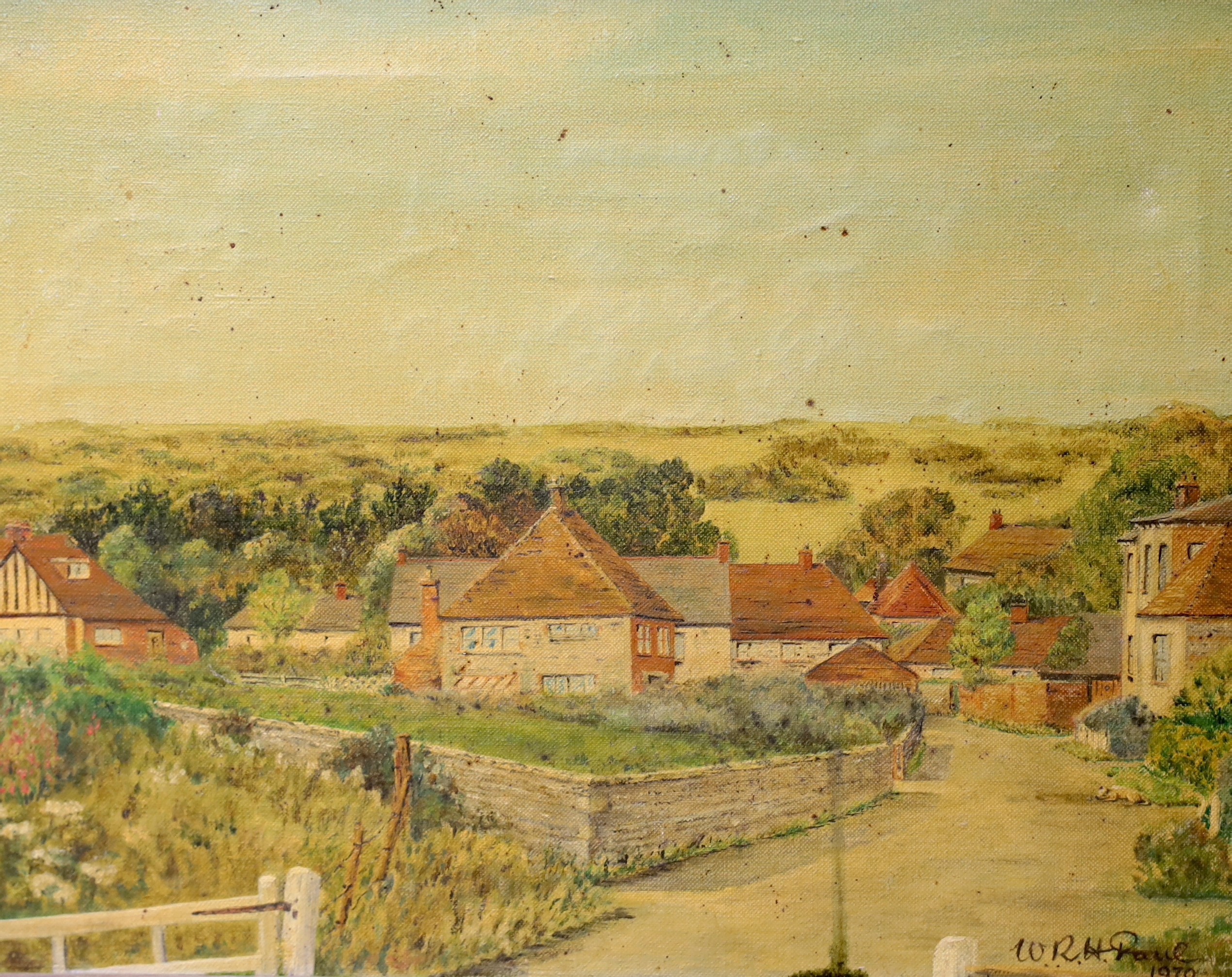 W.R.H Paul, three oils on canvas, Views of Jevington, Polhill Farm and Bowland Prospect near Glynde, signed and dated c.1966, largest 35 x 40cm